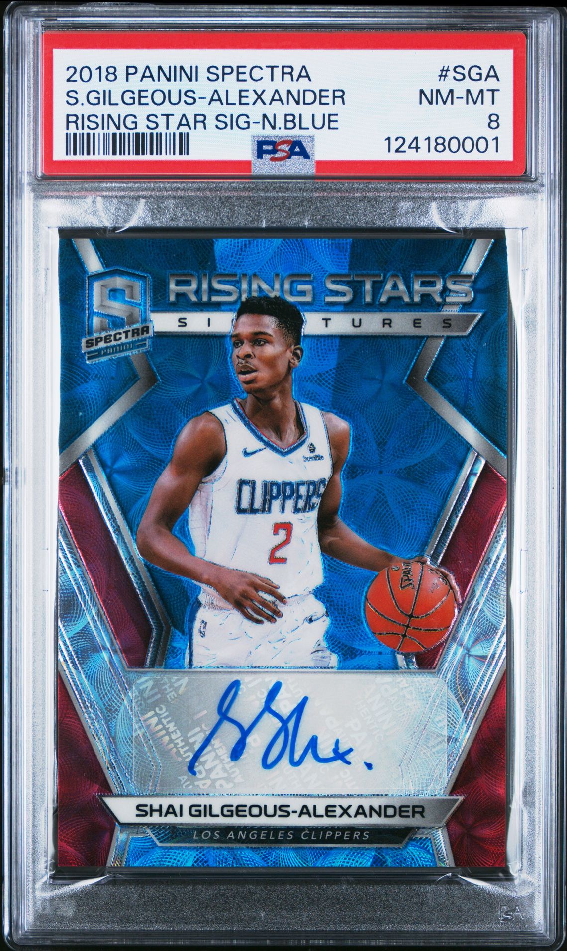 Shai Gilgeous-Alexander /60 - PSA 8 - Spectra Rising Star Signatures Neon Blue