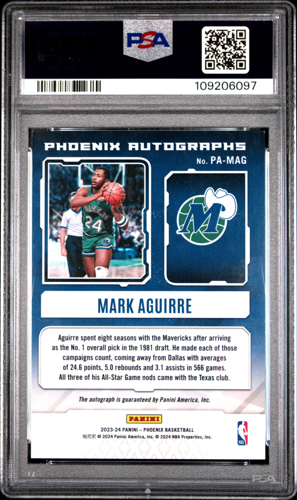Mark Aguirre Phoenix Autographs On-Card Auto – PSA 8 - Image 2